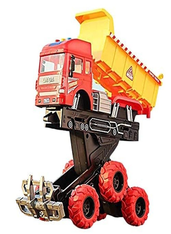 Arthasya Heavy Deformation Unbreakable Friction Powered Construction Truck 6x6 Wheel Dumper Truck Toys Sound and Light Effect Toy for 3+ Years Old Boys Girls - Image 5
